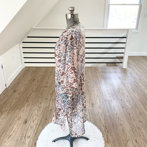 NWT Brown pink and purple tropical kimono bohemian beach coverup - Picture 3 of 7